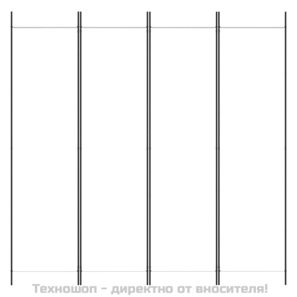 Параван за стая, 4 панела, бял, 200x200 см, текстил