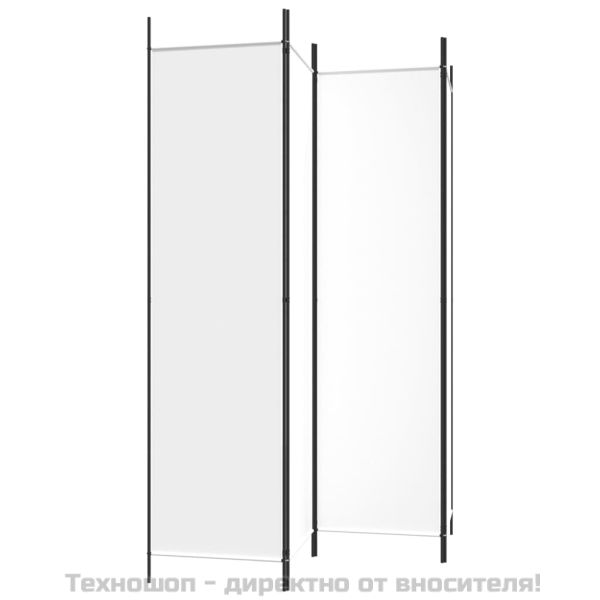 Параван за стая, 4 панела, бял, 200x200 см, текстил