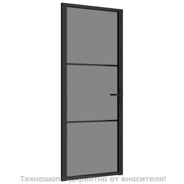 Интериорна врата 83x201,5 см черна ESG стъкло и алуминий