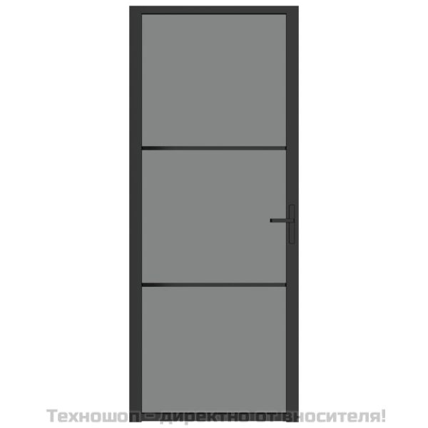 Интериорна врата 83x201,5 см черна ESG стъкло и алуминий