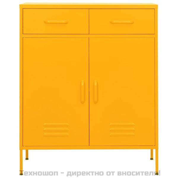 Шкаф за съхранение, горчица, 80х35х101,5 см, стомана