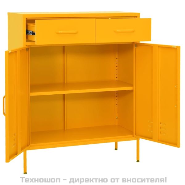 Шкаф за съхранение, горчица, 80х35х101,5 см, стомана