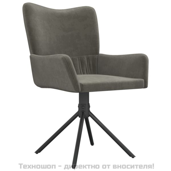 Въртящи се трапезни столове, 2 бр, тъмносиви, кадифе