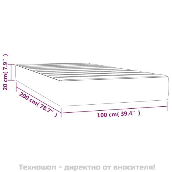 Матрак за легло с покет пружини светлосив 100x200x20 см кадифе