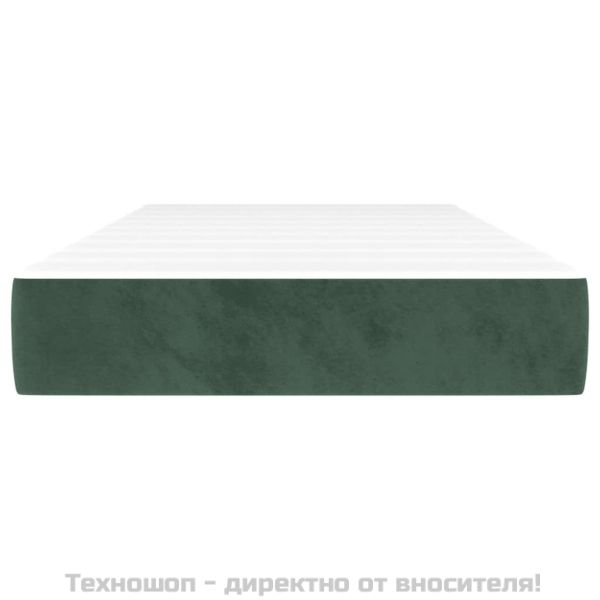 Матрак за легло с покет пружини тъмнозелен 100x200x20 см кадифе