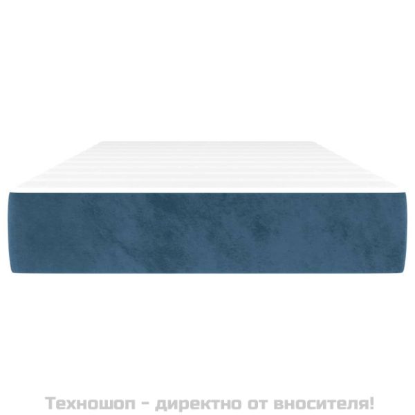Матрак за легло с покет пружини тъмносин 100x200x20 см кадифе