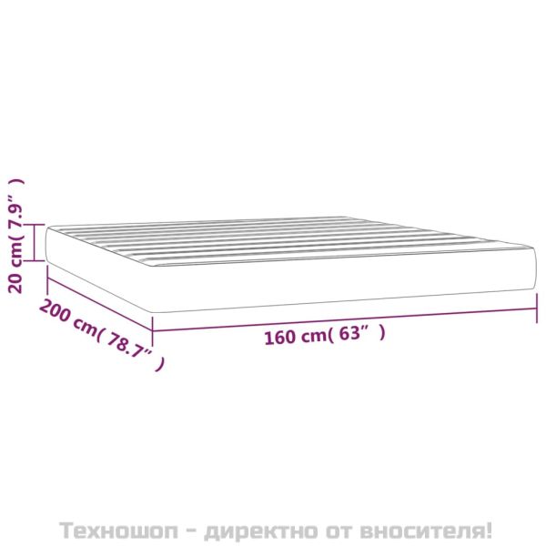 Матрак за легло с покет пружини тъмносив 160x200x20 см кадифе