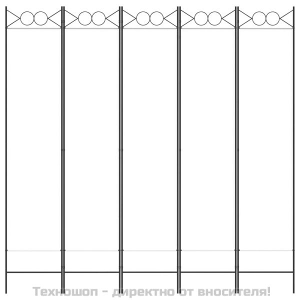 Параван за стая, 5 панела, бял, 200x200 см, текстил