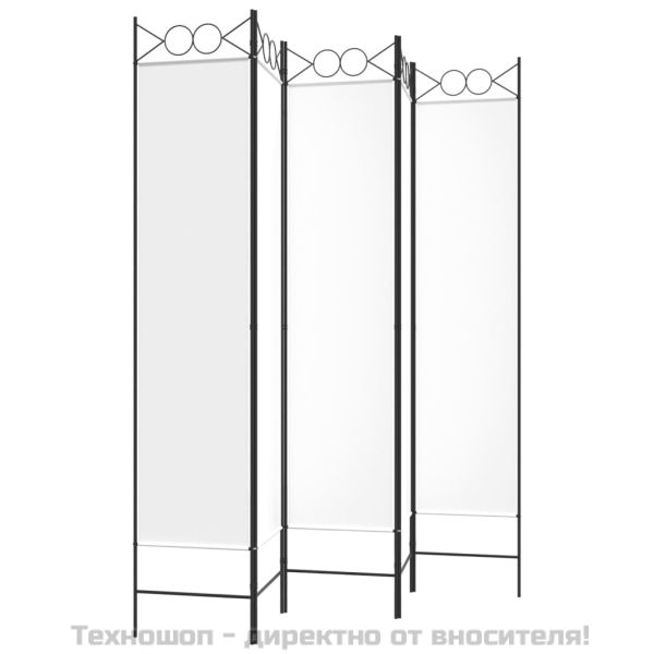 Параван за стая, 5 панела, бял, 200x200 см, текстил