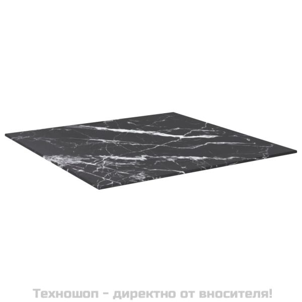 Плот за маса черен 60x60см 6мм закалено стъкло мраморен дизайн
