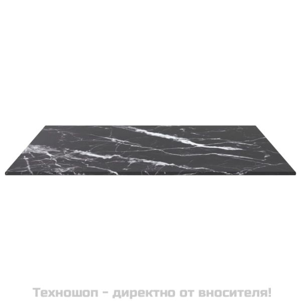 Плот за маса черен 60x60см 6мм закалено стъкло мраморен дизайн