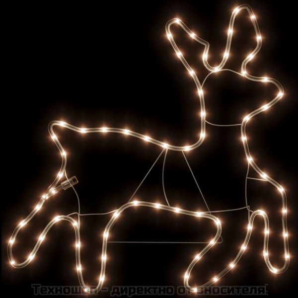 Коледни фигури елени с LED, 2 бр, топло бяло, 57x55x4,5 см