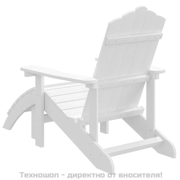 Градински стол Adirondack с табуретка, HDPE, бял