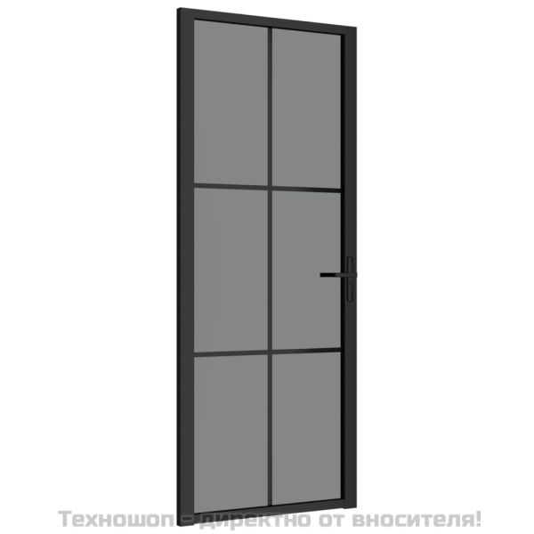 Интериорна врата 83x201,5 см черна ESG стъкло и алуминий