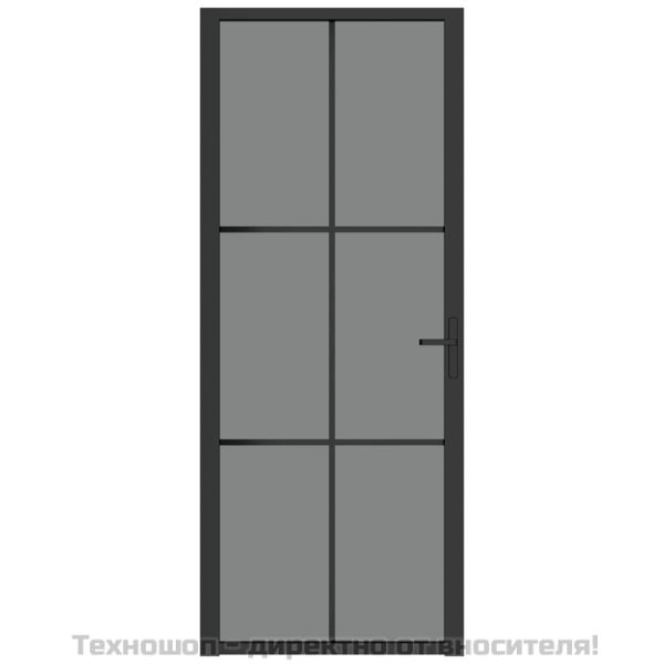 Интериорна врата 83x201,5 см черна ESG стъкло и алуминий