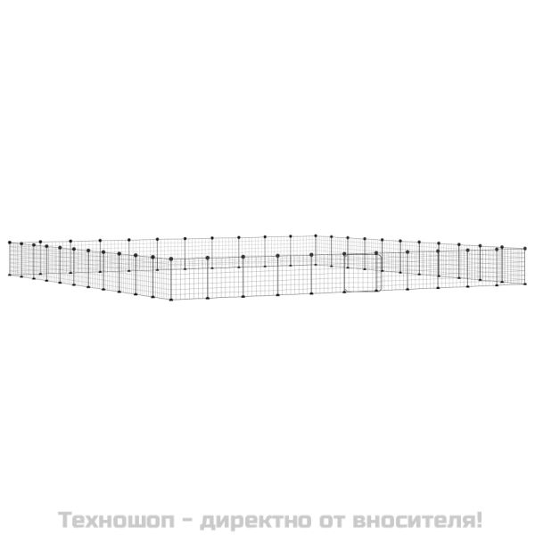 Клетка за животни с врата, 44 панела, черна, 35x35 см, стомана