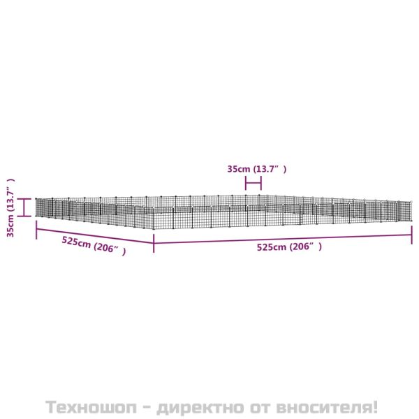 Клетка за животни с врата, 60 панела, черна, 35x35 см, стомана