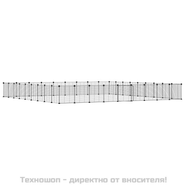 Клетка за животни с врата, 36 панела, черна, 35x35 см, стомана
