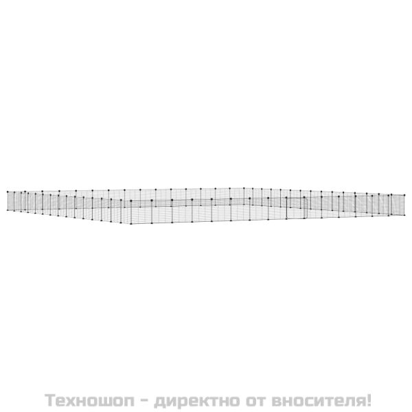 Клетка за животни с врата, 60 панела, черна, 35x35 см, стомана