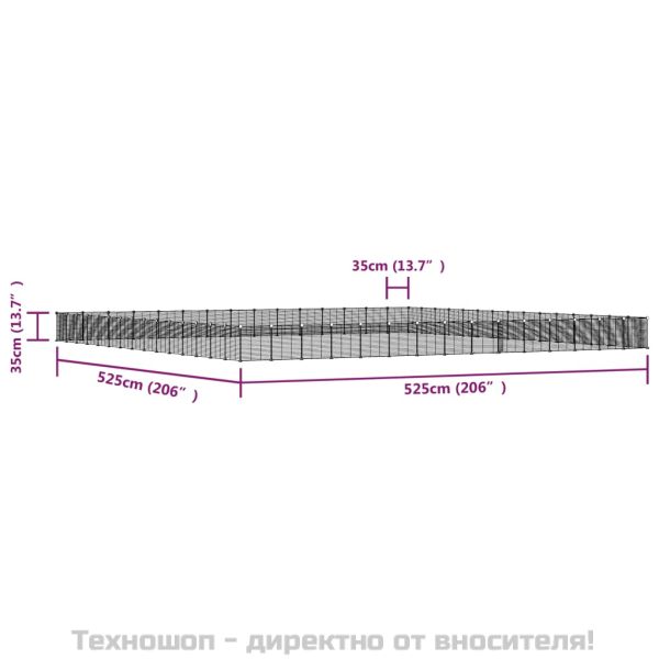Клетка за животни с врата, 60 панела, черна, 35x35 см, стомана