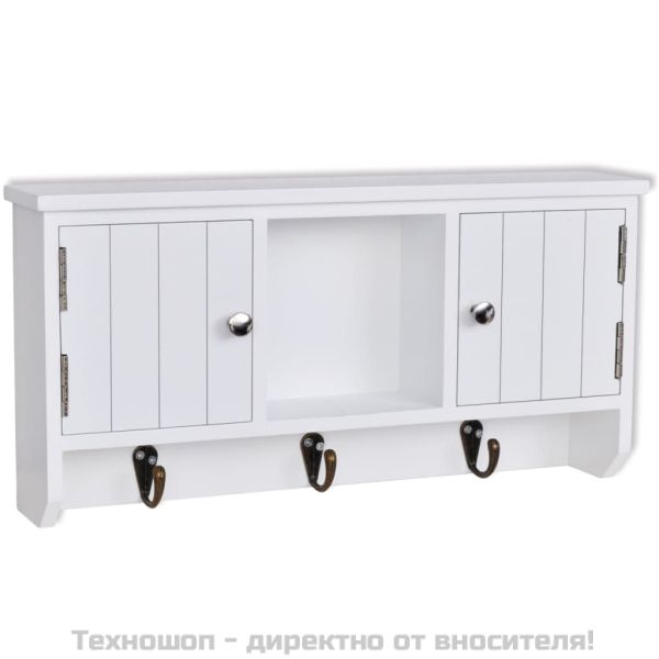 Стенен шкаф за ключове и бижута с врати и куки