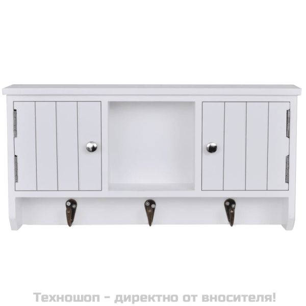 Стенен шкаф за ключове и бижута с врати и куки