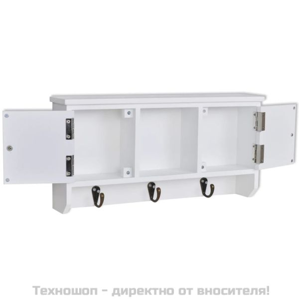 Стенен шкаф за ключове и бижута с врати и куки