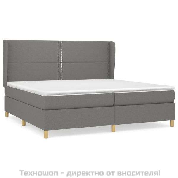 Боксспринг легло с матрак, тъмносиво, 200x200 см, плат