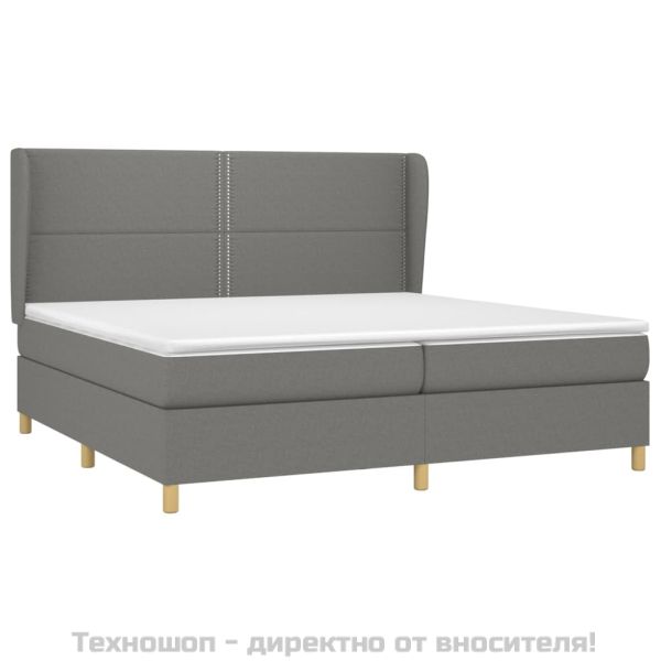 Боксспринг легло с матрак, тъмносиво, 200x200 см, плат