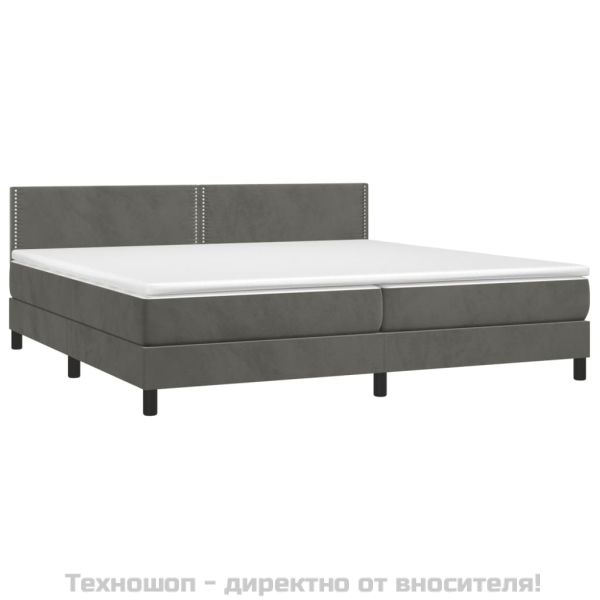 Боксспринг легло с матрак, тъмносиво, 200x200 см, кадифе