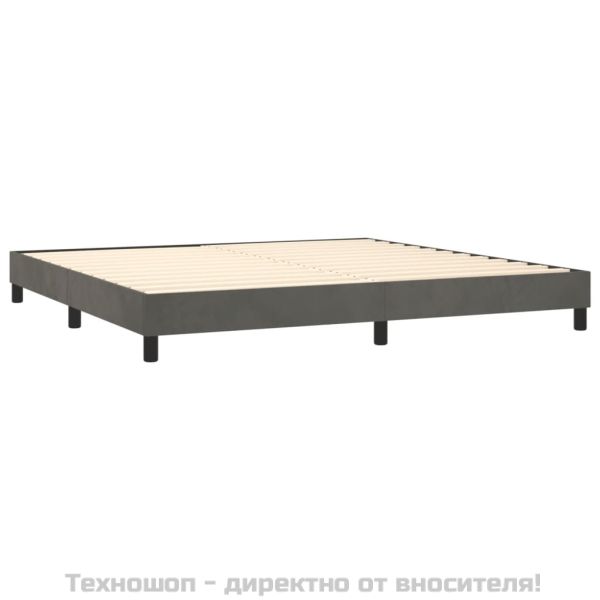 Боксспринг легло с матрак, тъмносиво, 200x200 см, кадифе