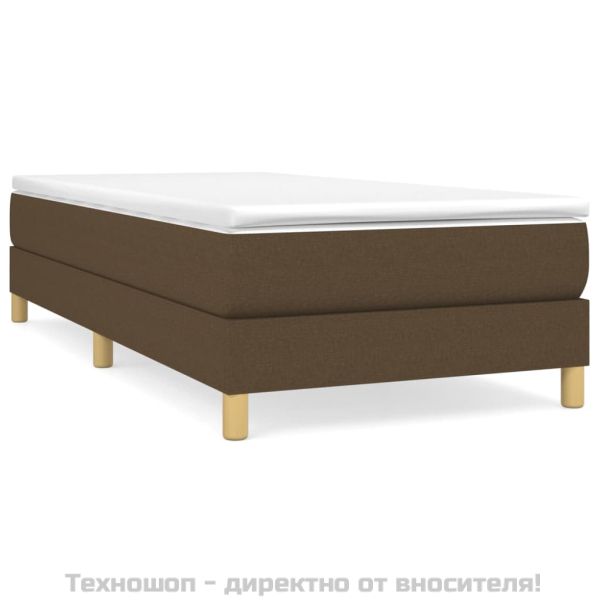 Боксспринг легло с матрак, тъмнокафяво, 90x200 см, плат
