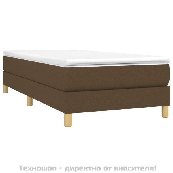 Боксспринг легло с матрак, тъмнокафяво, 90x200 см, плат