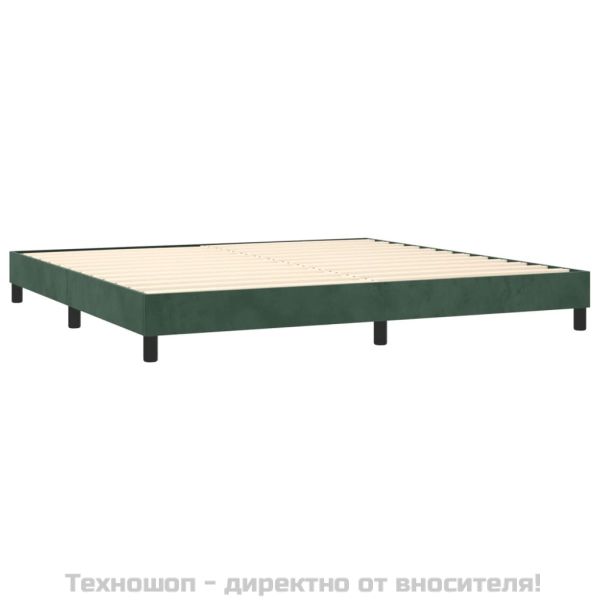 Боксспринг легло с матрак, тъмнозелено, 200x200 см, кадифе