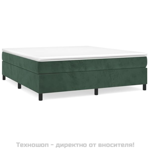 Боксспринг легло с матрак, тъмнозелено, 200x200 см, кадифе