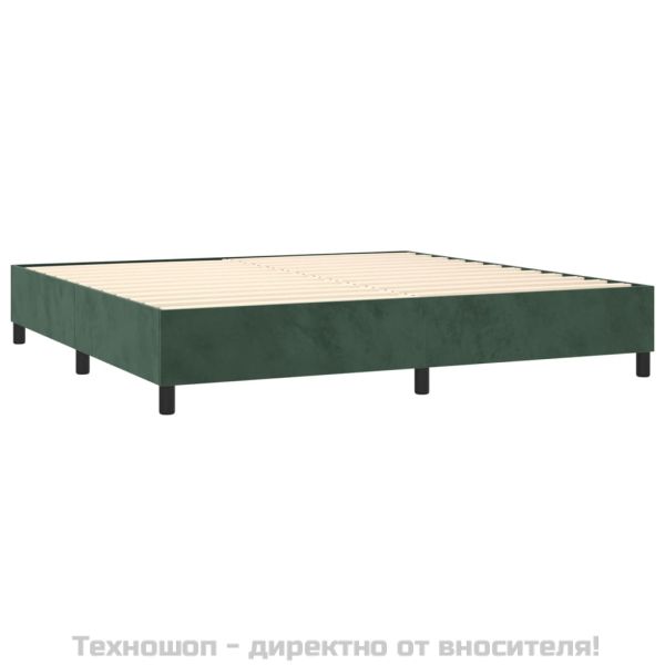Боксспринг легло с матрак, тъмнозелено, 200x200 см, кадифе