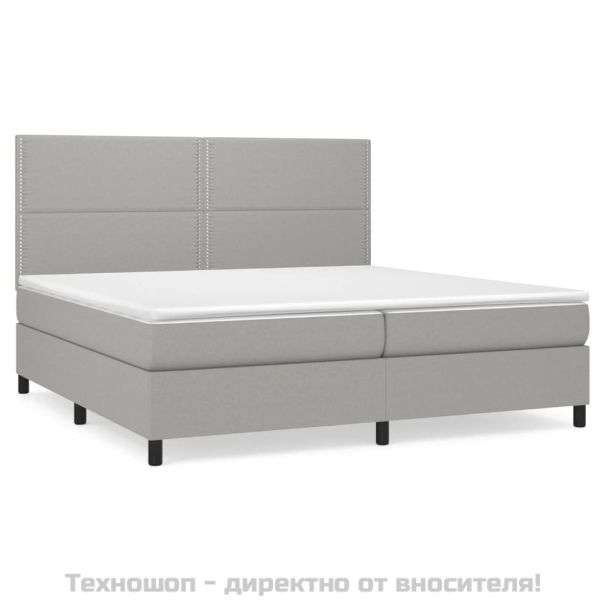 Боксспринг легло с матрак, светлосиво, 200x200 см, плат