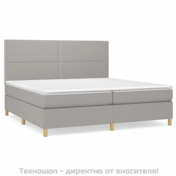 Боксспринг легло с матрак, светлосиво, 200x200 см, плат