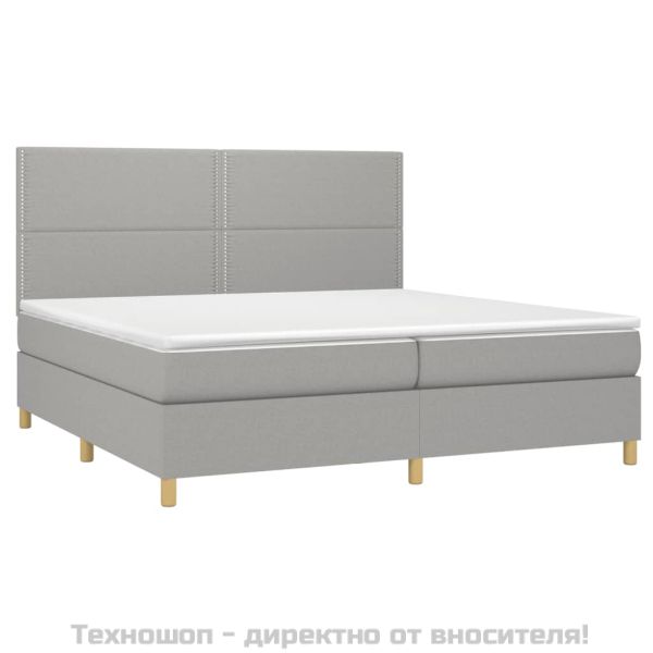 Боксспринг легло с матрак, светлосиво, 200x200 см, плат