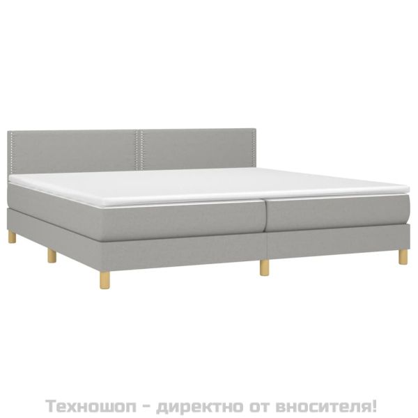 Боксспринг легло с матрак, светлосиво, 200x200 см, плат