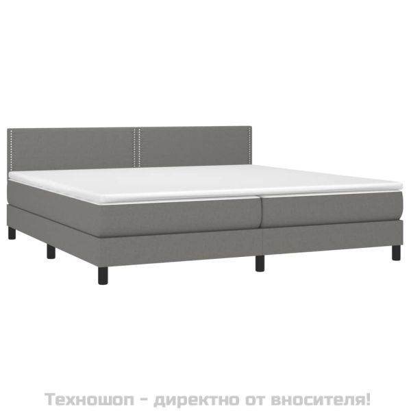 Боксспринг легло с матрак, тъмносиво, 200x200 см, плат