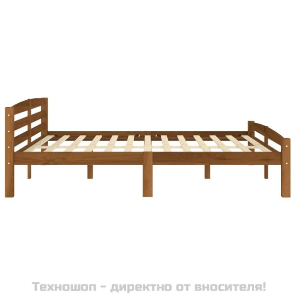 Рамка за легло, меденокафява, борово дърво масив, 180x200 см
