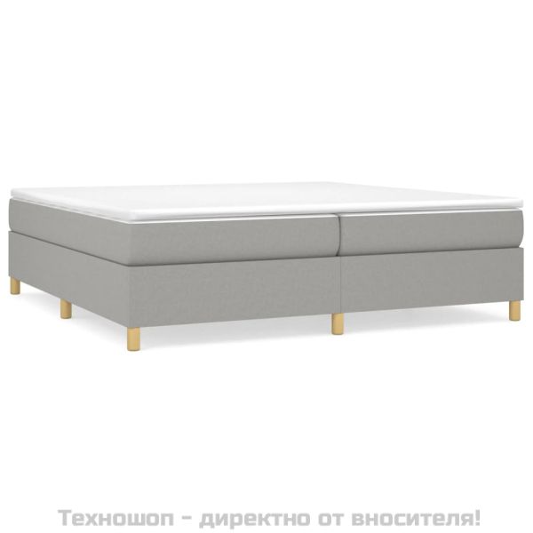 Боксспринг легло с матрак, светлосиво, 200x200 см, плат