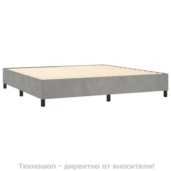 Боксспринг легло с матрак, светлосиво, 200x200 см, кадифе