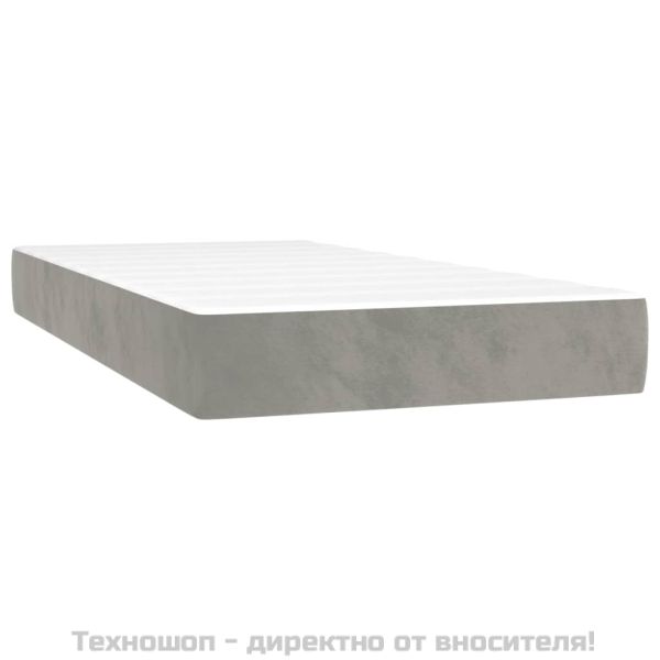 Боксспринг легло с матрак, светлосиво, 200x200 см, кадифе