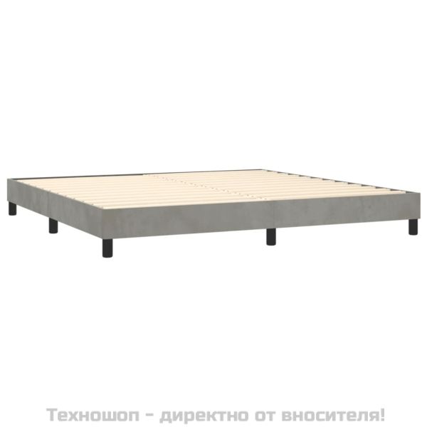 Боксспринг легло с матрак, светлосиво, 200x200 см, кадифе