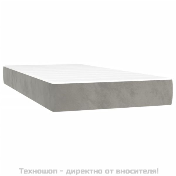Боксспринг легло с матрак, светлосиво, 200x200 см, кадифе