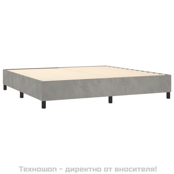 Боксспринг легло с матрак, светлосиво, 200x200 см, кадифе