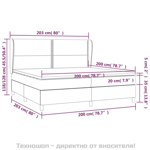 Боксспринг легло с матрак, светлосиво, 200x200 см, кадифе