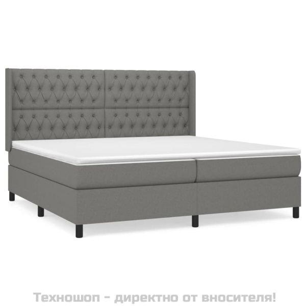 Боксспринг легло с матрак, тъмносиво, 200x200 см, плат